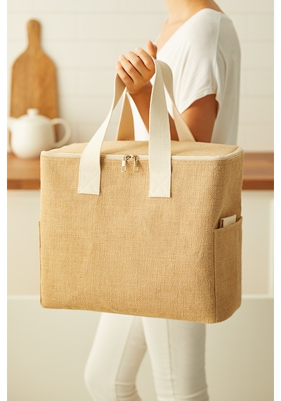 Ocean Home Textile Büyük Boy Jüt Soğuk Tutan Çanta 35 x 20 x 33 CM