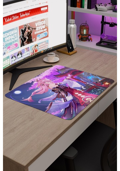 Yae Miko Genshin Impact Anime Gacha V5 - 48x40 Xl Gaming Mouse Pad Fare Altlığı