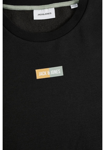 Jack & Jones Erkek Jjpan Bisiklet Yaka Logo Detaylı Sweatshirt 12310759 Siyah