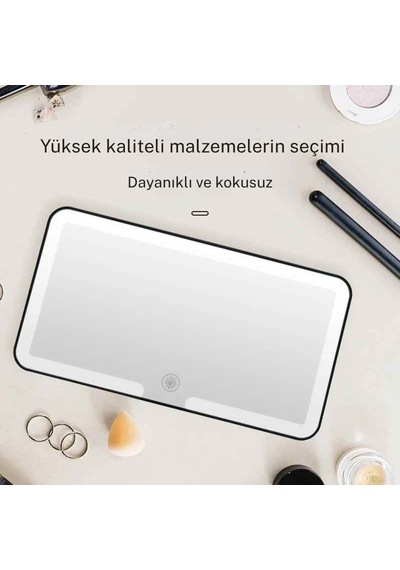 Monozone Şarjlı Led Araç Makyaj Aynası 3 Kademeli Işık Dokunmatik Hd Güneşlik Aynası Kadın Araç İçi Beyaz