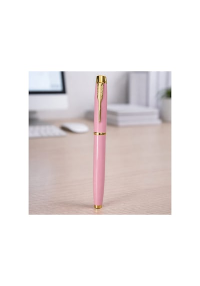 4 Adet Premium Pembe Metal Roller Kalem Metal Gövde, Gold Detaylı Şık Tasarım, İmza Kalemi, Promo Pen 1