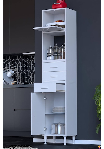 Vario 50 Cm Çok Amaçlı Mutfak, Bakliyat Ve Kahve Köşesi Organizer Modülü Banyo Dolabı- 50x194x32 Cm Beyaz Vario 50 Cm Çok Amaçlı Mutfak, Bakliyat Ve Kahve Köşesi Organizer Modülü Banyo Dolabı- 50x194x32 Cm Beyaz