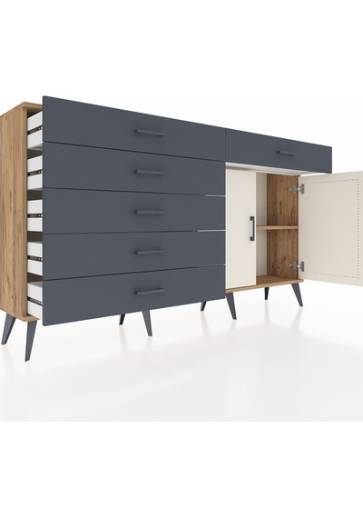 Arges Konsol Tek Raflı 6 Çekmeceli 2 Kapaklı 176x30x99 Çam-aytaşı Çam-aytaşı/antrasit Arges Konsol Tek Raflı 6 Çekmeceli 2 Kapaklı 176x30x99 Çam-aytaşı Çam-aytaşı/antrasit