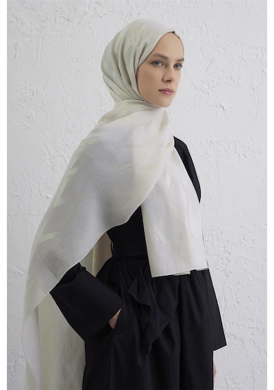 Armine Lyocell Naia Zikzak Desen Şal 1- 17 ekru