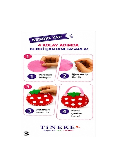 Tineke Figürlü Keçe Dikiş Seti 7'li Kendin Yap Çanta Yapım Seti Eğitici Hobi Oyuncağı El Becerisi 6+