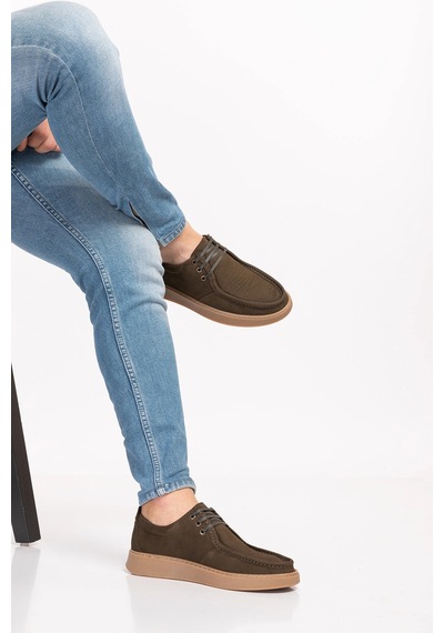 Gondol Hakiki Deri Erkek Loafer Ayakkabı Src.810 Haki Nubuk