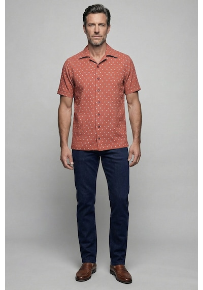 Bisse Kiremit Regular Fit Polyester Cepsiz Kısa Gömlek Bsgmkrp26329 Kr