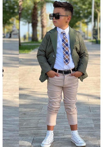 Riccotarz Erkek Çocuk Klasik Gömlek Kravatlı Kapitone Yeşil Mont Slim Pantolon Kesim Pantolon Alt Üst Takım Yeşil Riccotarz Erkek Çocuk Klasik Gömlek Kravatlı Kapitone Yeşil Mont Slim Pantolon Kesim Pantolon Alt Üst Takım Yeşil