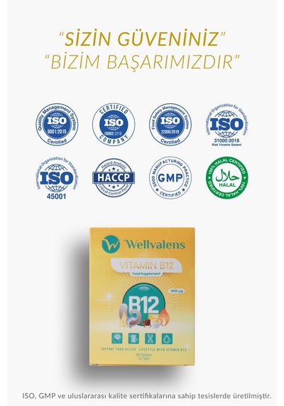 B12 Vitamini 1000 Mcg - Günlük Enerji Desteği İçin 60 Tablet - Yüksek Emilimli Takviye Edici Gıda