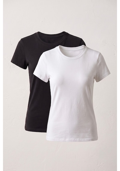 Elemge 2'li Paket Pamuklu Vücuda Oturan Magic Fit Kadın Stretch T-shirt Compact Penye Kısa Kol Esnek Basic Tişört Elastan Siyah Beyaz Siyah - Beyaz Elemge 2'li Paket Pamuklu Vücuda Oturan Magic Fit Kadın Stretch T-shirt Compact Penye Kısa Kol Esnek Basic Tişört Elastan Siyah Beyaz Siyah - Beyaz