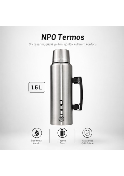 Nt01 1.5l Çift Katmanlı Vakum Teknolojili 24h Sıcak 48h Soğuk 72h Buzlu Koruma Çelik Termos Çok Renkli