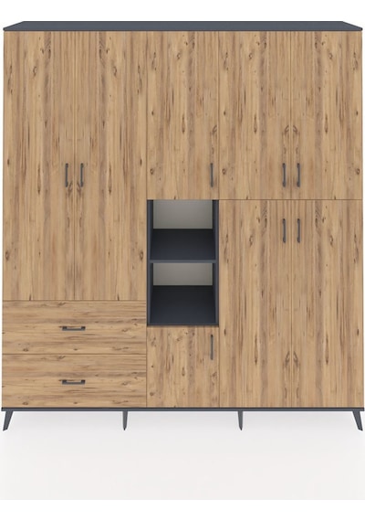 Hyperion Dolap 12 Raflı 2 Çekmeceli Tek Askılı 220x44x243 Antrasit-çam/çam Atlas Çam/atlas Çam Hyperion Dolap 12 Raflı 2 Çekmeceli Tek Askılı 220x44x243 Antrasit-çam/çam Atlas Çam/atlas Çam
