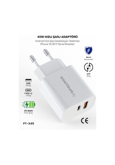 Samsung Uyumlu Galaxy S23 S24 S25 Plus / S23 S24 S25 Ultra Hızlı Şarj Aleti 45w Pd Type-c Usb-a Şarj