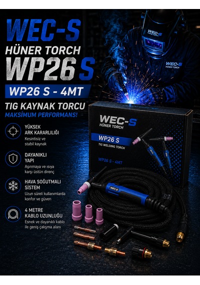 Wec-s Hüner Wp26 S 4 Metre Tıg Kaynak Torcu Tgtt2604f