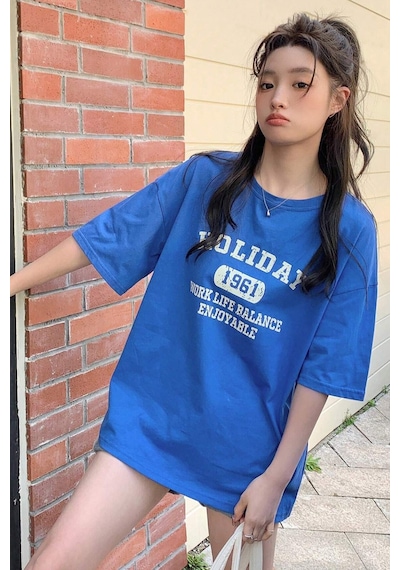 Sırt Baskılı Tasarım Tshirt Mavi