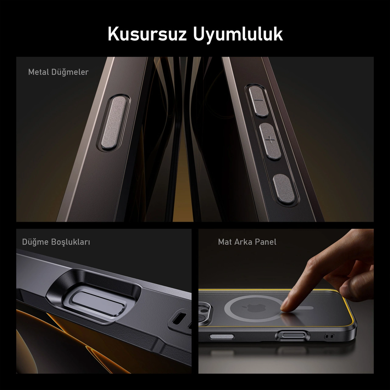 Aohi The Future Apple Uyumlu iPhone 16 Pro Kılıfı Desert Titanium, Tam Kaplayan Kırılmaz Temperli Camlı Koruma Bej
