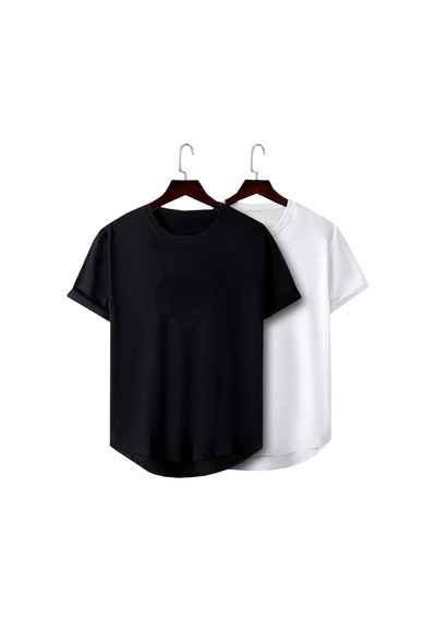 2'li Erkek Oval Kesim Basic Fit Pis Yaka Salaş T-shirt Karışık