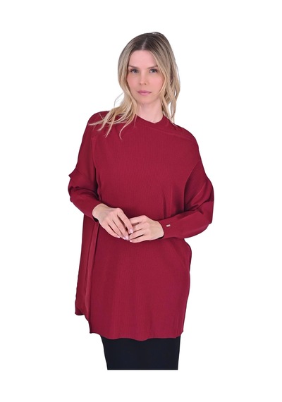 Invee İnvee Körüklü Triko Tunik Bordo 6250