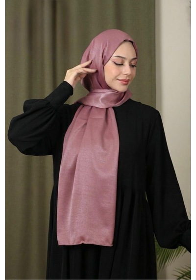 Flora Tekstil Abiye Parlak Bambu İpek Şal Gül Kurusu