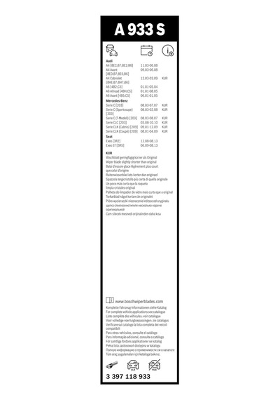Aerotwin Silecek Seti Mercedes C Serisi W203 2004-2007 , Audi A4 B7 2004-2008 550/550 Mm A