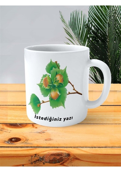 Fındık Çiçeği Baskılı Kupa Bardak Kişiye Özel Model 2 Çok Renkli