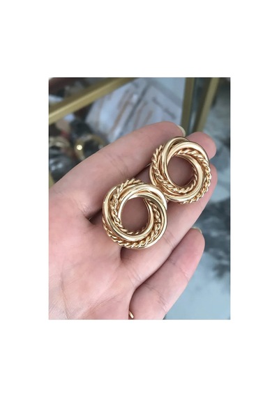Yuvarlak Burgu Model Küpe Altın