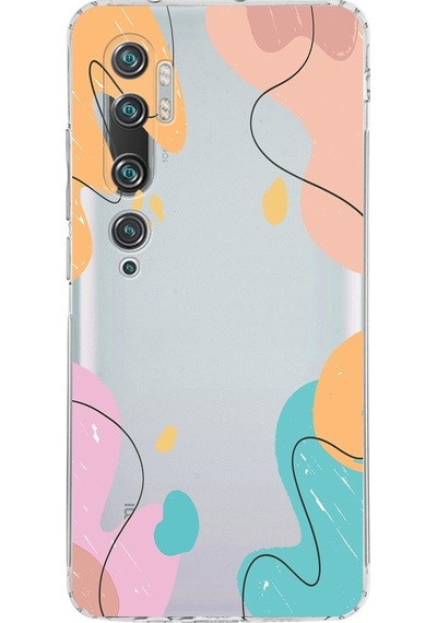 Xiaomi Poco X3 Kamera Korumalı Kapak Karışık Renkler Tasarımlı Şeffaf Kılıf Şeffaf