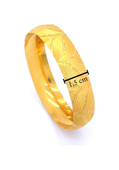 22 Ayar Altın Kaplama Desenli Bilezik 15 Mm Kalınlık Blz-1353 Altın