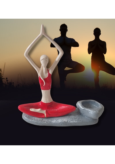 Yogacı Kız Polyester Çubuk Tütsülük Ve Tealight Mumluk Kırmızı 0
