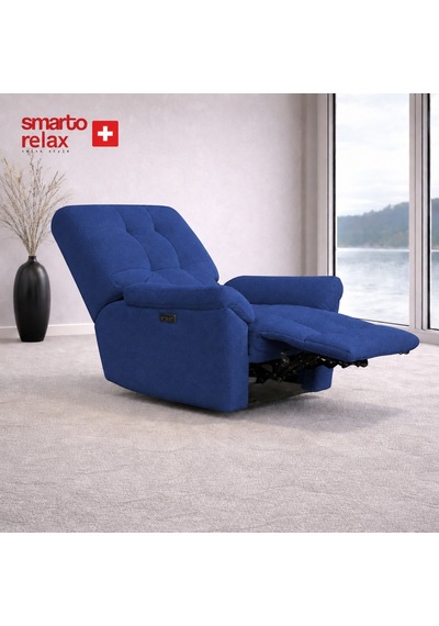 Smarto Relax Porto Liftli Çift Motorlu Elektrikli Ayağa Kalkma Destekli Polyester Hasta Ve Baba Tv Koltuğu Mavi