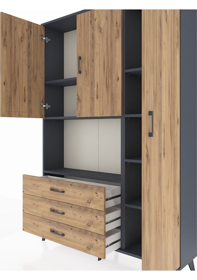 Arges Dolap 7 Raflı 3 Çekmeceli 3 Kapaklı 132x30x195 Antrasit-çam/çam Atlas Çam/atlas Çam Arges Dolap 7 Raflı 3 Çekmeceli 3 Kapaklı 132x30x195 Antrasit-çam/çam Atlas Çam/atlas Çam