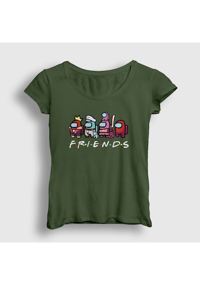 Presmono Kadın Friends Among Us T-shirt Haki
