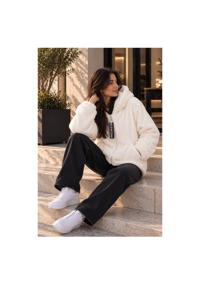Öners Kadın Kapşonlu Peluş Fermuarlı Sweat Oversize Yumuşak Polar Hoodie Kışlık Sıcak Tutucu Beyaz Beyaz Öners Kadın Kapşonlu Peluş Fermuarlı Sweat Oversize Yumuşak Polar Hoodie Kışlık Sıcak Tutucu Beyaz Beyaz