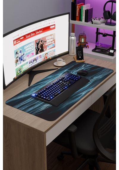 Okyanus Kaymaz Dikişli Kauçuk Oyuncu Mousepad V2 - 90x40 Xxl Gaming Mouse Pad Fare Altlığı
