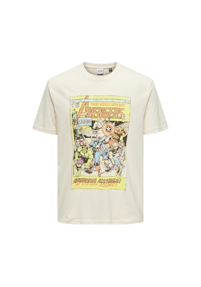 Only Marvel Baskılı Erkek T-shirt 22029522 Krem