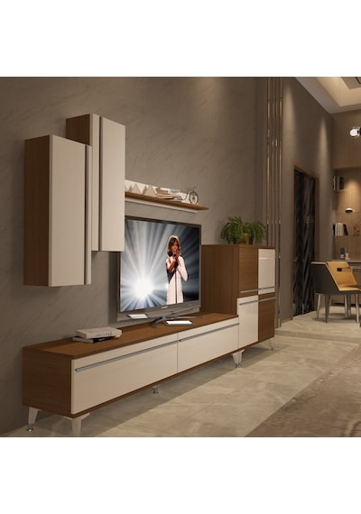 Decoraktiv Eko 6 Mdf Std Silver Tv Ünitesi Tv Sehpası Ceviz - Beyaz