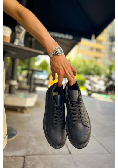 Aymood Mn979 - Santoni Crt Spor Erkek Ayakkabı Sıyah Siyah
