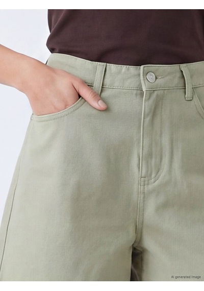 Lcwaıkıkı Classic Yeşil Yüksek Bel Bermuda Fit Kadın Jean Şort