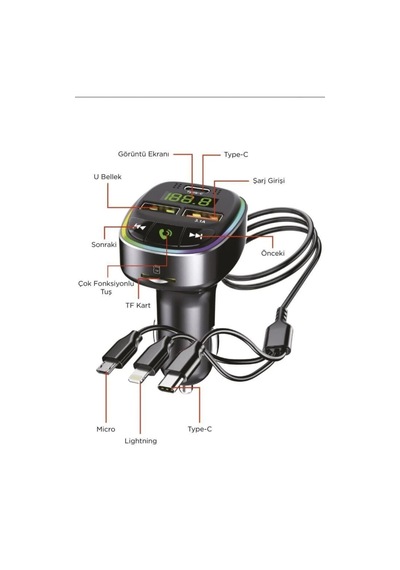 G15 Fm Transmitter Araç Şarj Cihazı 18w Hızlı Şarj - Usb/type-c/tf Kart Destekli