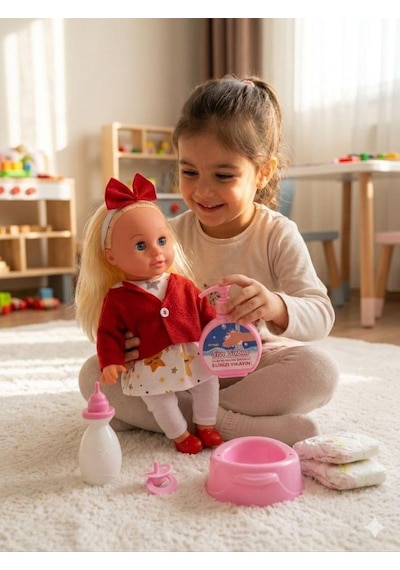 Mila Altını Islatan Konuşan 34 Cm Bebek Bakımı Eğitici Aksesuarlı Oyun Seti Kırmızı Kırmızı