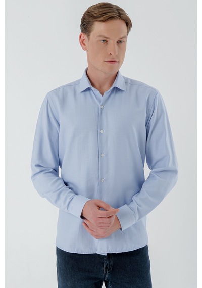 Morven Erkek Mavi Trend Baskılı Desenli İtalyan Yaka Slim Fit Gömlek 24mc004013300 Mavi