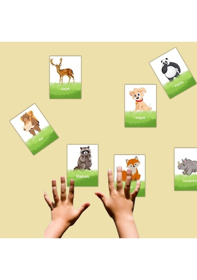 Zeka Kartları Orman Hayvanları Eşleştirme Oyunu Ahşap Eğitici Puzzle Oyuncak 3148