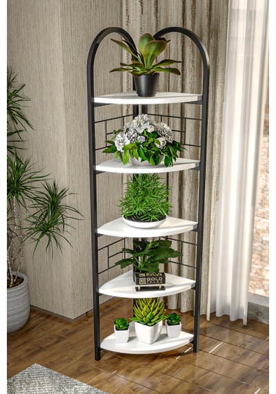Metal Çiçeklik Kitaplık Beyaz 151 Cm Çok Renkli