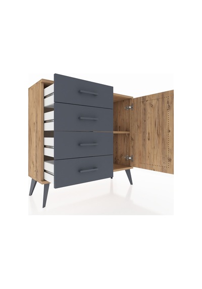 Arges Şifonyer Tek Raflı 4 Çekmeceli Tek Kapaklı 88x30x80 Çam-çam/antrasit Çam/antrasit Arges Şifonyer Tek Raflı 4 Çekmeceli Tek Kapaklı 88x30x80 Çam-çam/antrasit Çam/antrasit
