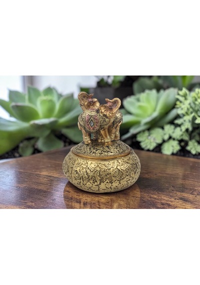 Feng Shui Şans Getiren Fil Biblo Mücevher Kutusu 12 Cm Dekoratif Ev Hediyesi Lüks Tasarım