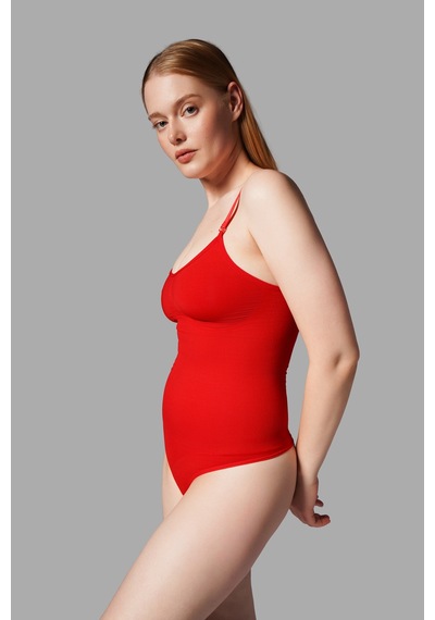 Fit Women Çıtçıtlı String Body Korse 9052 Kırmızı