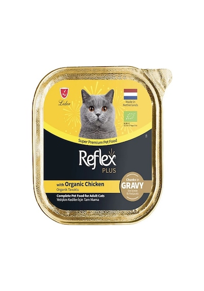Reflex Et Parçacıklı Organik Tavuklu Yetişkin Kedi Maması 6 x 85 G