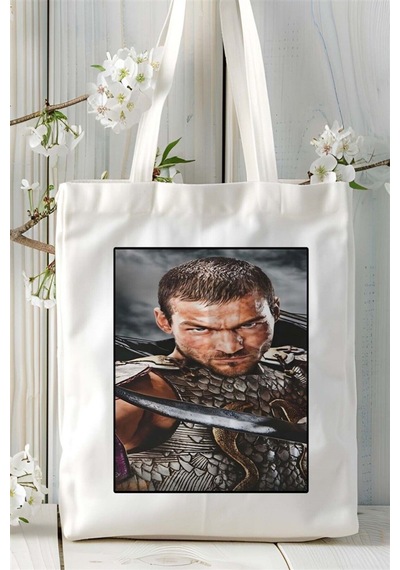 Art Hediye Spartacus Spartaküs Baskılı Bez Çanta Omuz Çantası Kişiye Özel Desen 4 Çok Renkli