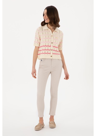 U.S. Polo Assn. Kadın Bej Toothpick Fit Kanvas Pantolon 50309087-VR011