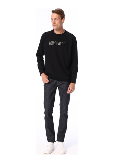 Fabrika Siyah Erkek Bisiklet Yaka Relaxed Sweatshirt F4wm-swt 2235